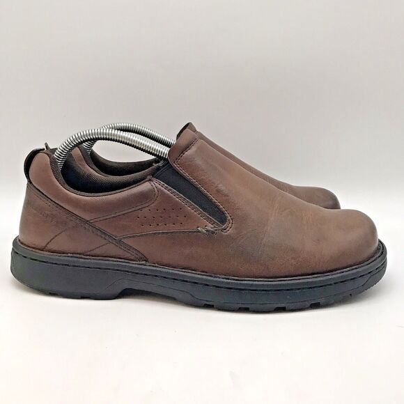 Merrell World Legend J002113 Slip-On Loafer Men's 8.5 Brown Leather Stretch Shoe - Picture 1 of 12